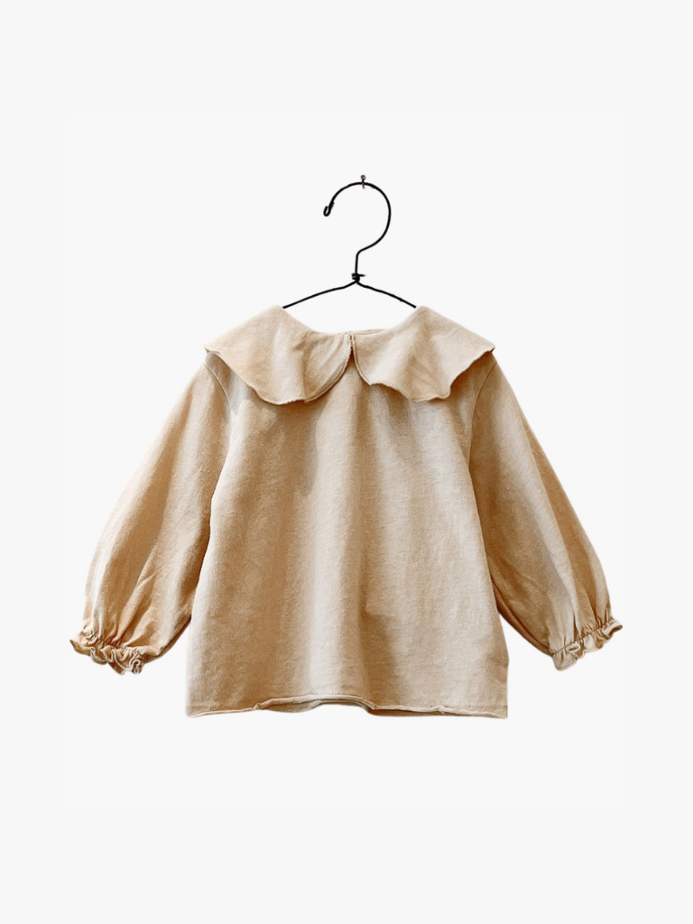 Long Sleeve Top with Peter Pan Collar, for Babies - beige