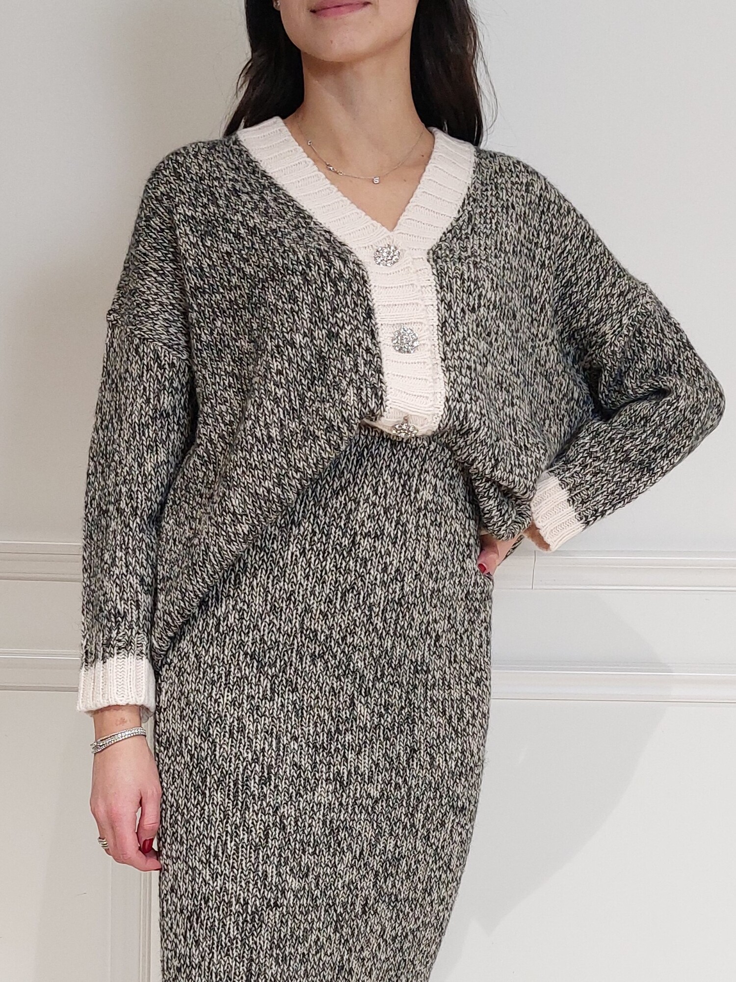 Cardigan bottone gioiello - Tensione In - Cherie Boutique